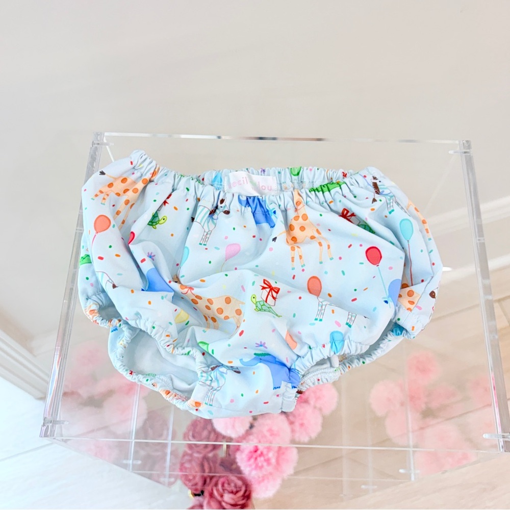 Light Blue Giraffe & Balloon Diaper Cover Bloomers
